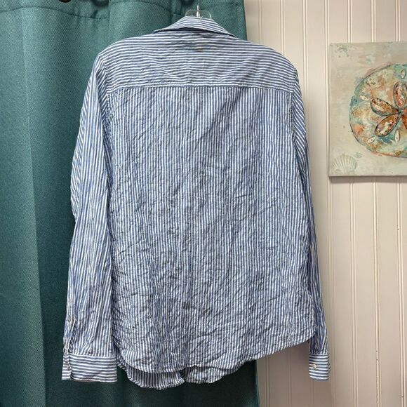 Lilly Pulitzer Striped Cotton Sea View Button Down Top With Pockets Size XL - Picture 3 of 7